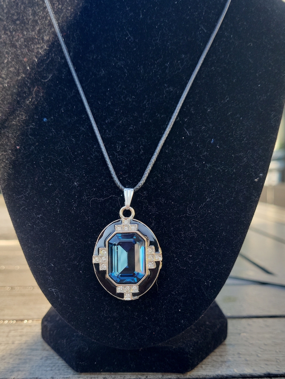 Touchstone Swarovski Blue Crystal Pendant Necklace